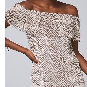 NWOT WHBM Zebra Print off shoulder top. Size - S